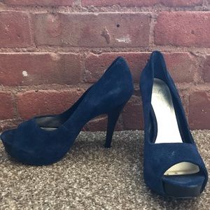 Jessica Simpson Suede Blue Open Toe Heels
